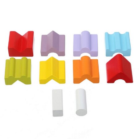 Jucarie din lemn Set Constructii Turn, +18 luni, 10 piese, Cubika 431260